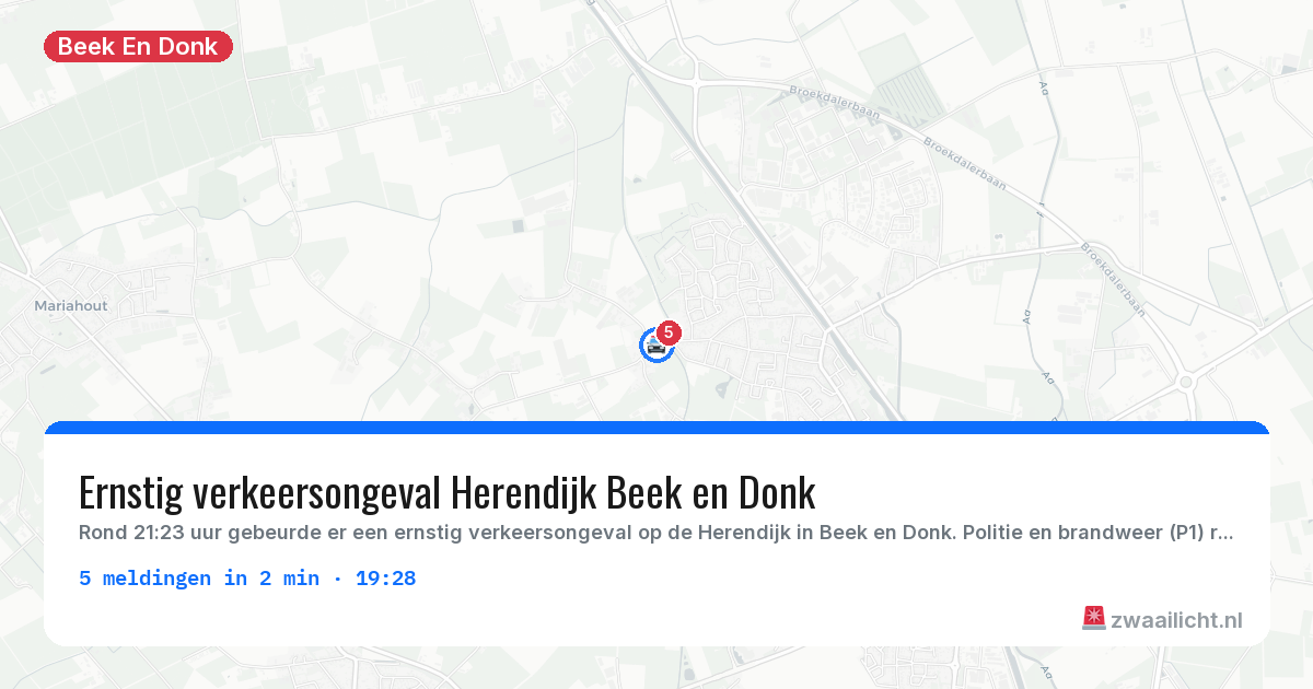 Kaart van de activiteitspiek bij Beek En Donk