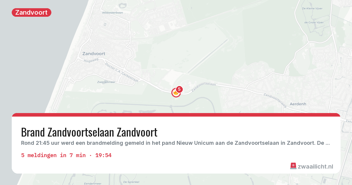Kaart van de activiteitspiek bij Zandvoort