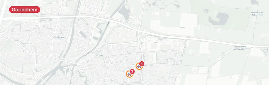 Kaart van Meerdere A0-meldingen Gorinchem