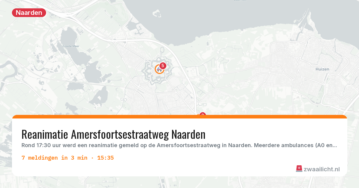 Kaart van de activiteitspiek bij Naarden