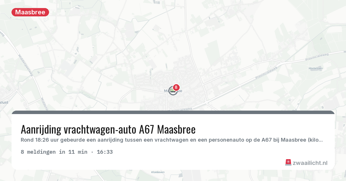 Kaart van de activiteitspiek bij Maasbree