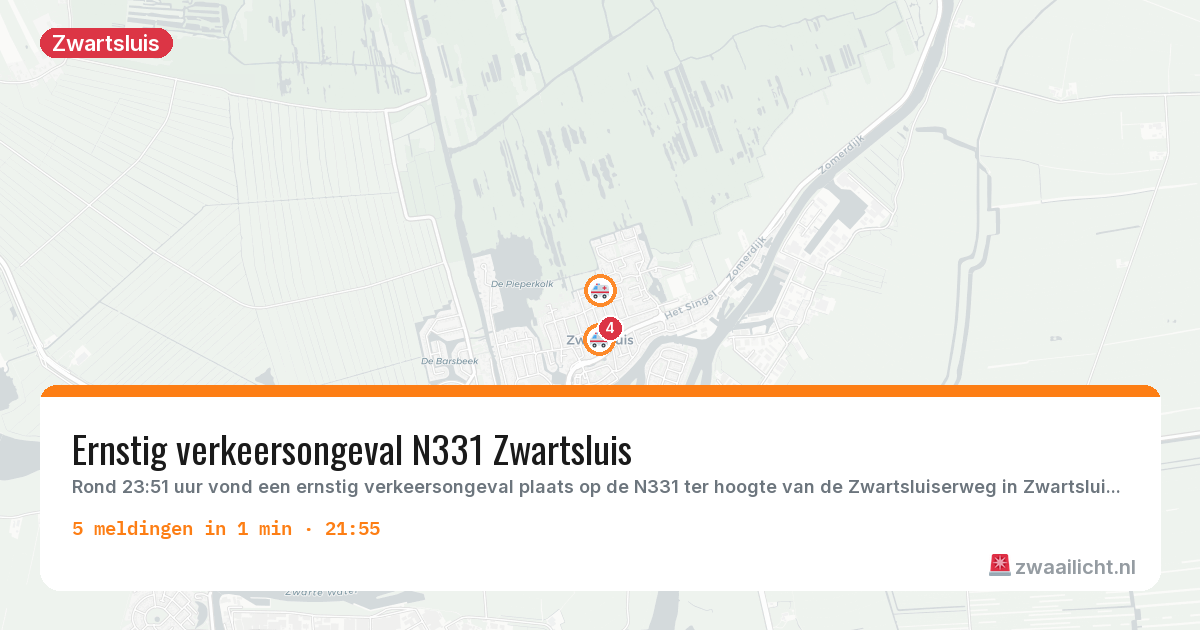 Kaart van de activiteitspiek bij Zwartsluis