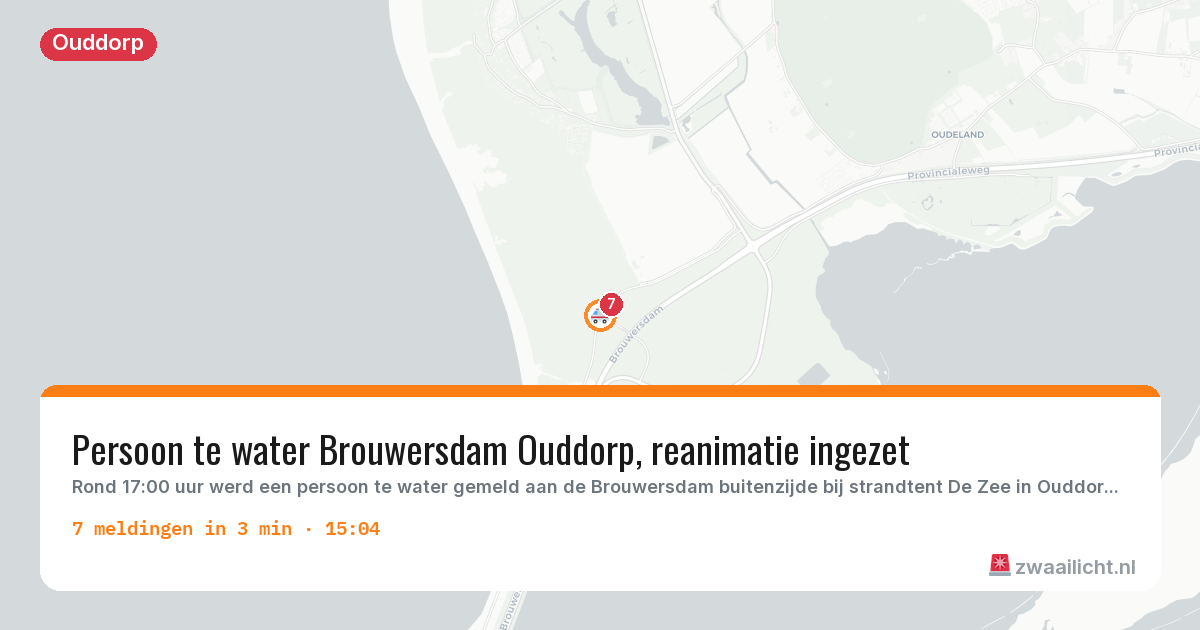 Kaart van de activiteitspiek bij Ouddorp