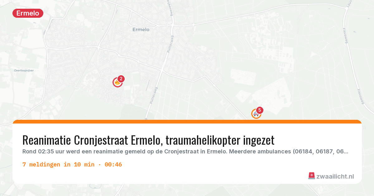 Kaart van de activiteitspiek bij Ermelo