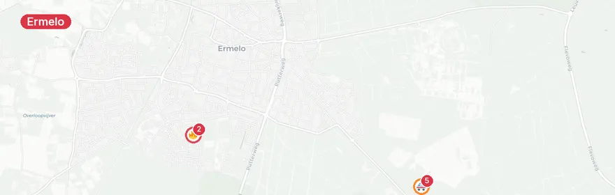 Kaart van Reanimatie Cronjestraat Ermelo, traumahelikopter ingezet