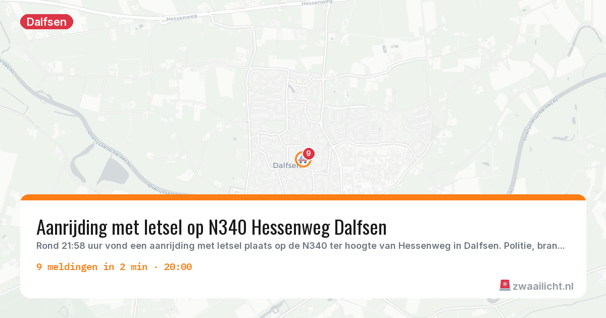 Kaart van de activiteitspiek bij Dalfsen