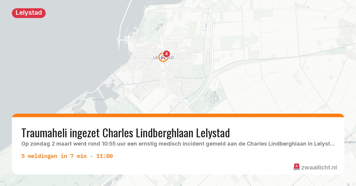 Kaart van de activiteitspiek bij Lelystad