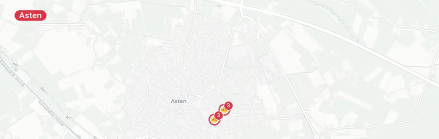 Kaart van Woningbrand en brand voertuig Hemelberg Asten