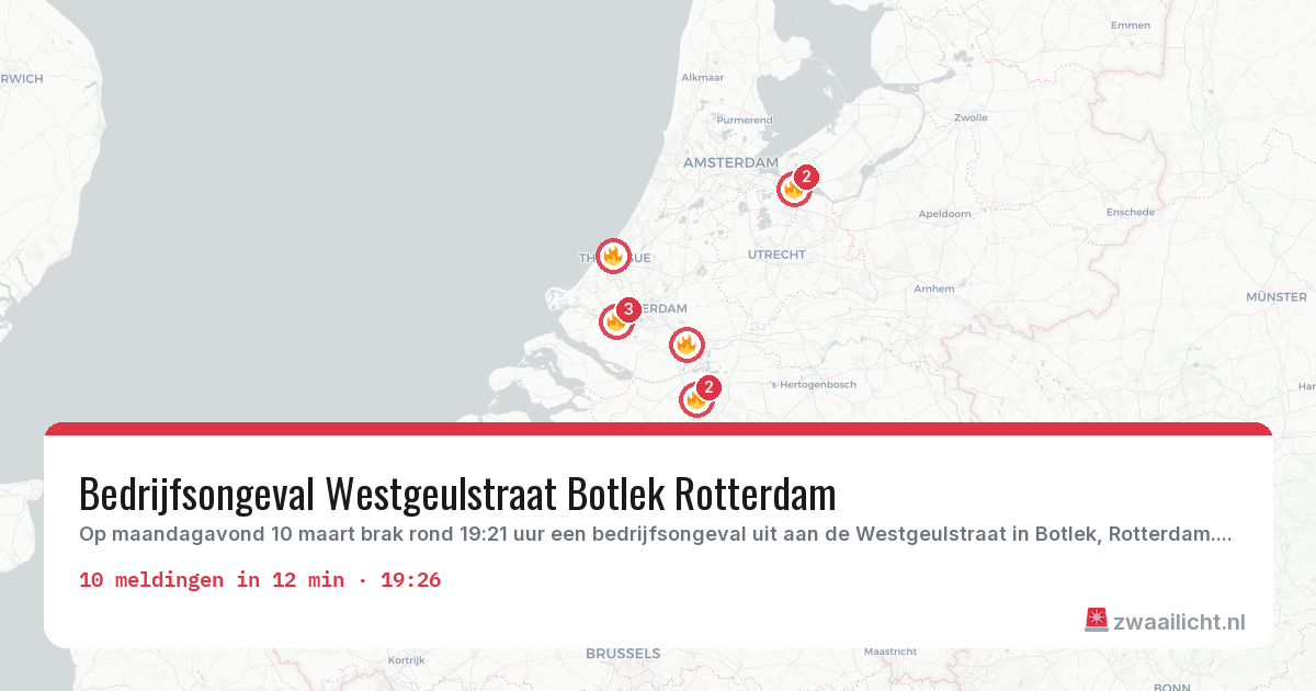 Kaart van de activiteitspiek bij Brandweer