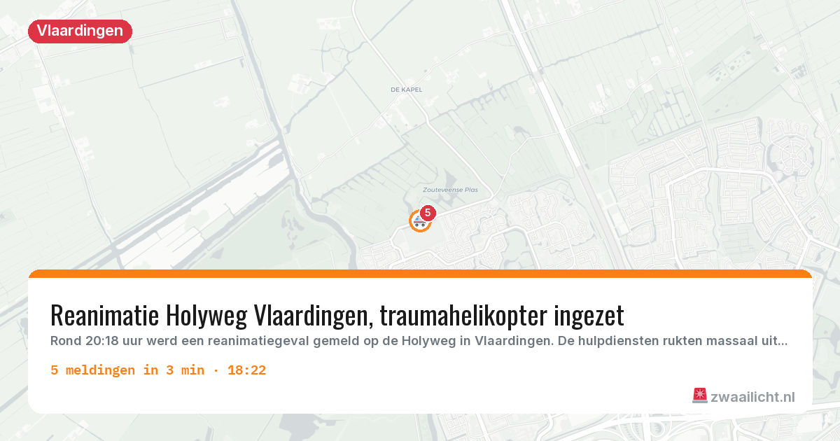 Kaart van de activiteitspiek bij Vlaardingen