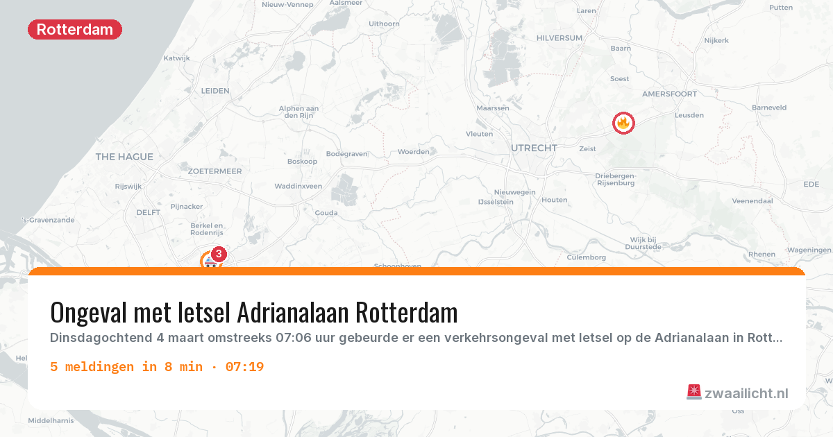 Kaart van de activiteitspiek bij Rotterdam