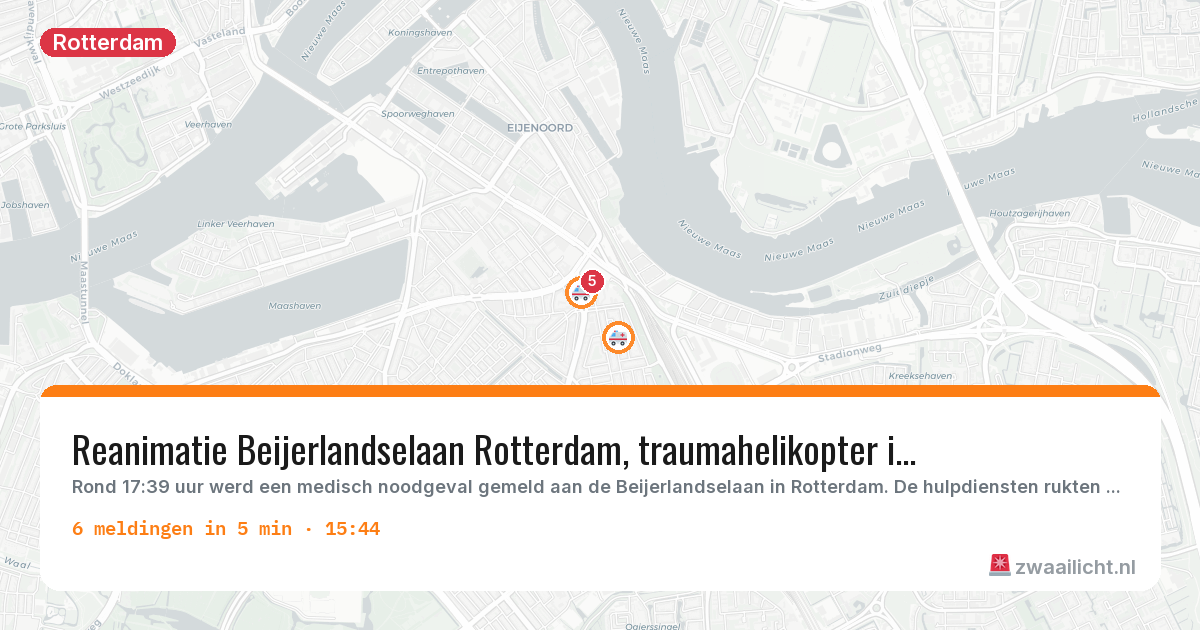 Kaart van de activiteitspiek bij Rotterdam