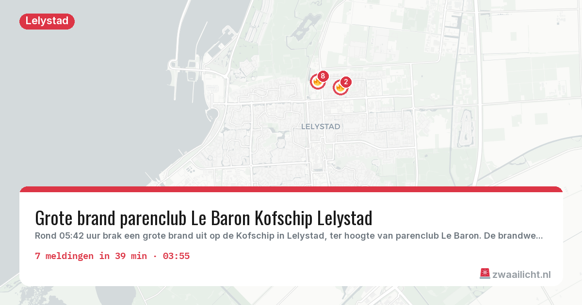 Kaart van de activiteitspiek bij Lelystad