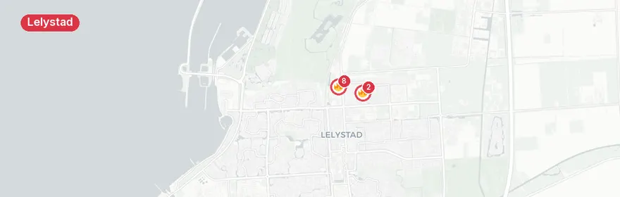 Kaart van Grote brand parenclub Le Baron Kofschip Lelystad