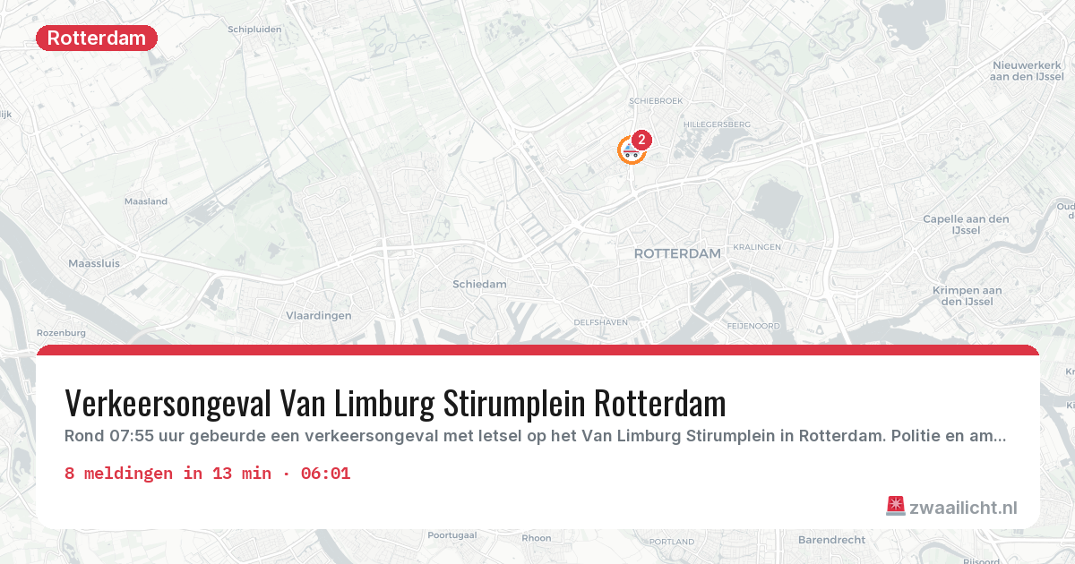 Kaart van de activiteitspiek bij Rotterdam