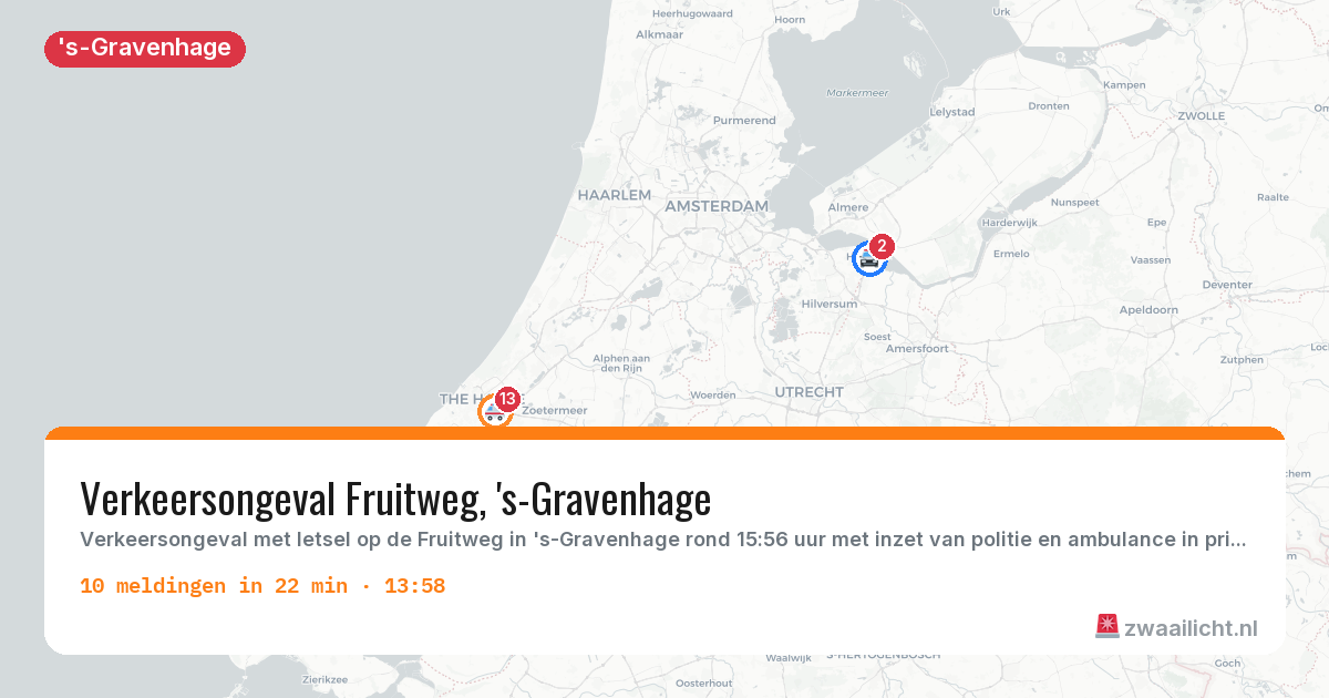 Kaart van de activiteitspiek bij 's-Gravenhage