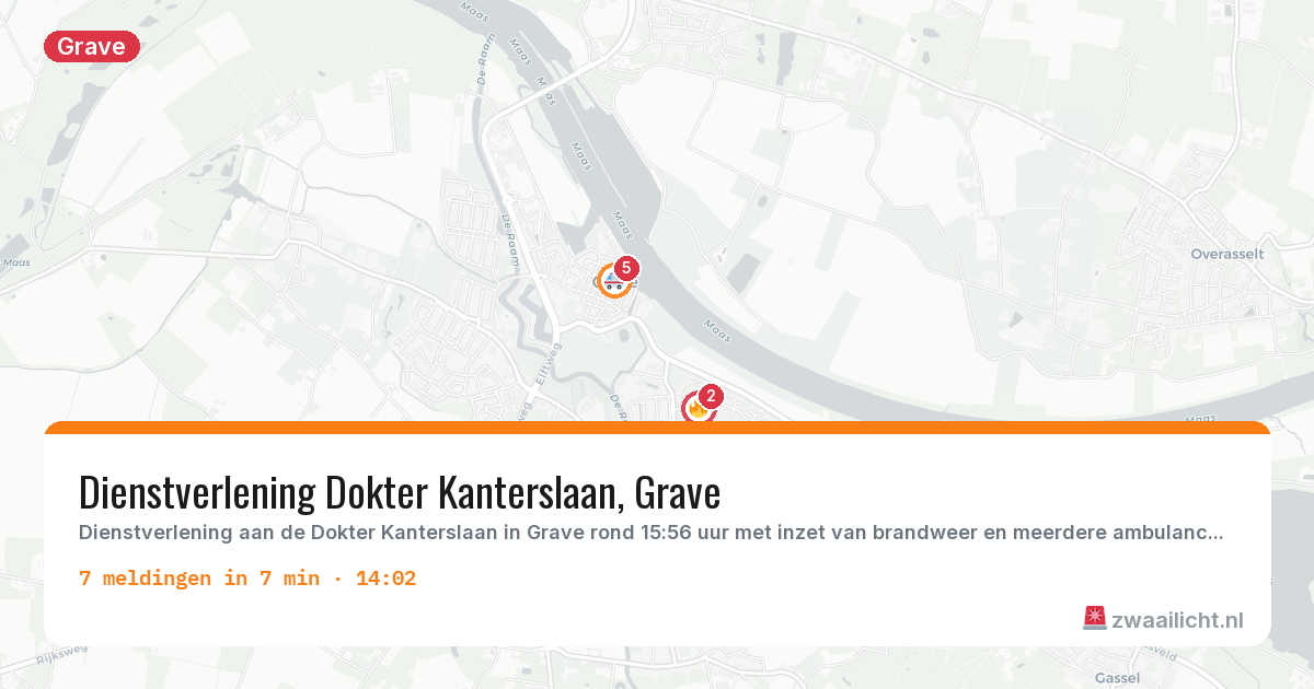Kaart van de activiteitspiek bij Grave