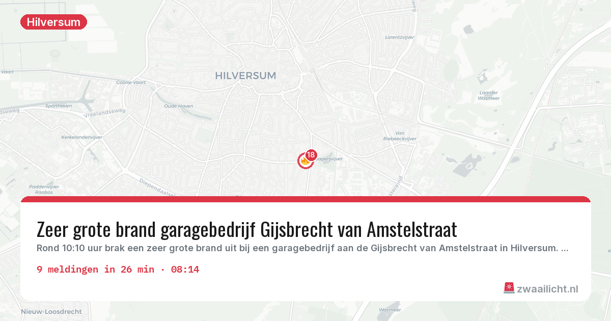 Kaart van de activiteitspiek bij Hilversum