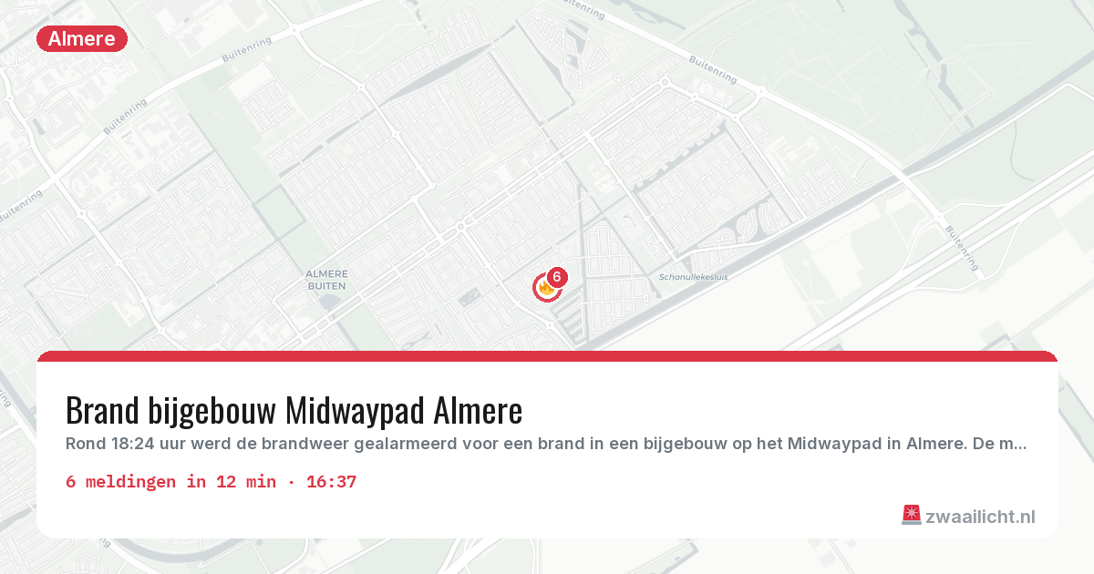 Kaart van de activiteitspiek bij Almere