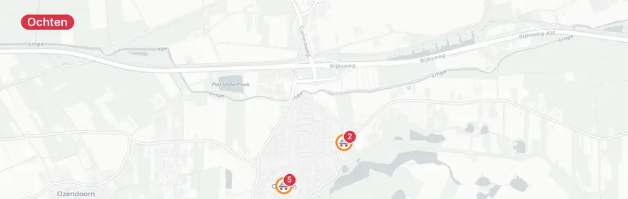 Kaart van Reanimatie Bonegraafseweg Ochten, traumahelikopter ingezet