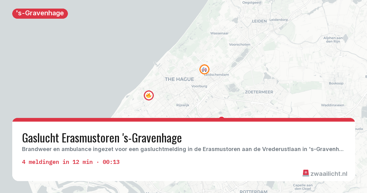 Kaart van de activiteitspiek bij 's-Gravenhage
