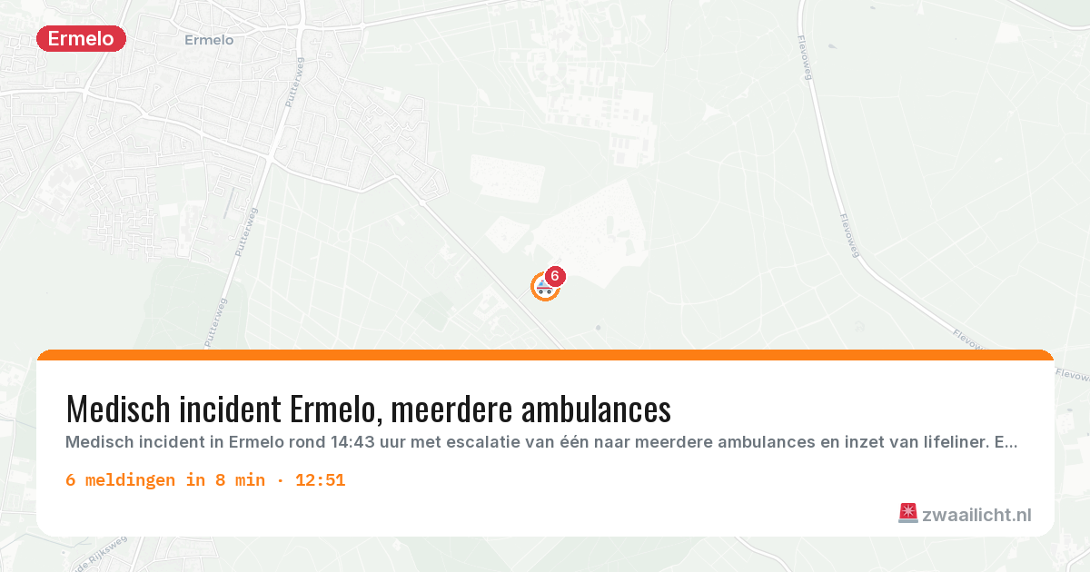 Kaart van de activiteitspiek bij Ermelo