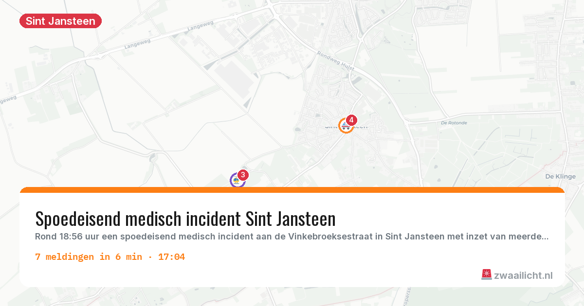 Kaart van de activiteitspiek bij Sint Jansteen
