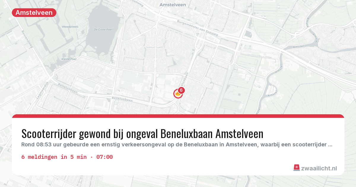 Kaart van de activiteitspiek bij Amstelveen