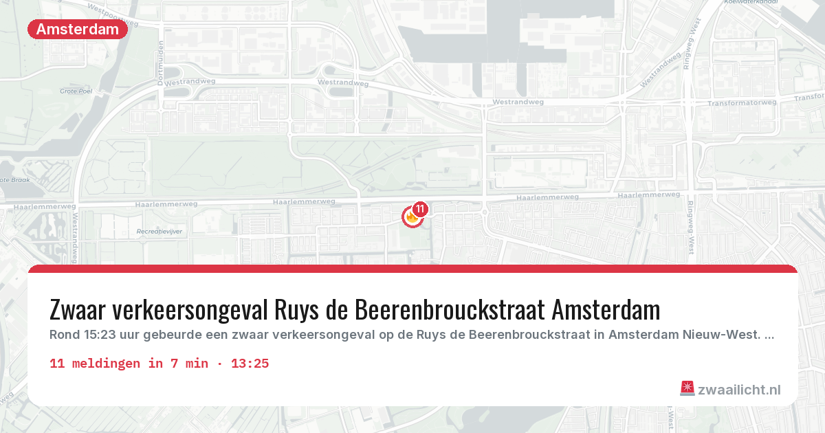 Kaart van de activiteitspiek bij Amsterdam