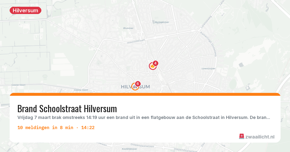 Kaart van de activiteitspiek bij Hilversum