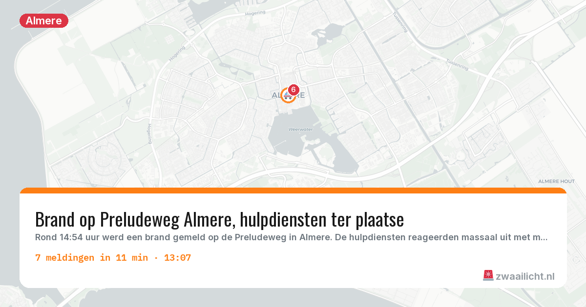 Kaart van de activiteitspiek bij Almere