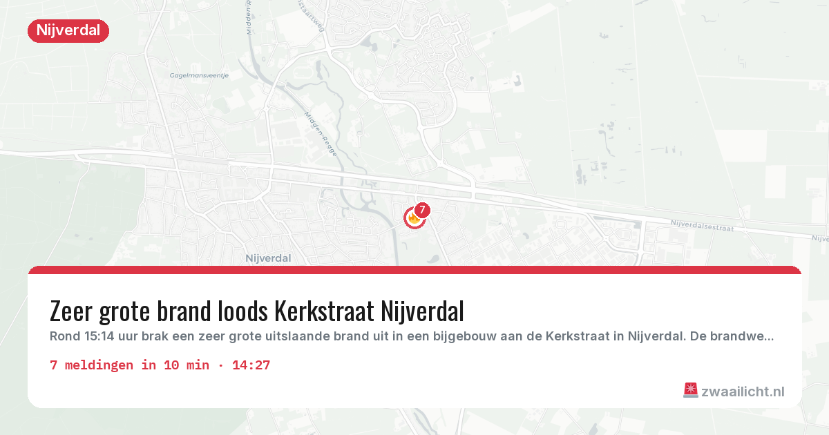 Kaart van de activiteitspiek bij Nijverdal