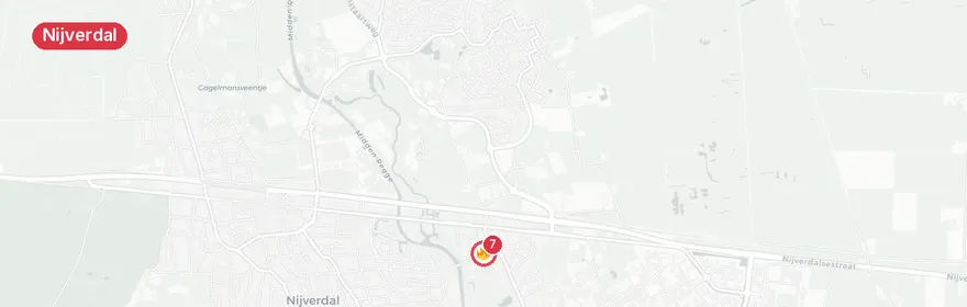 Kaart van Zeer grote brand loods Kerkstraat Nijverdal