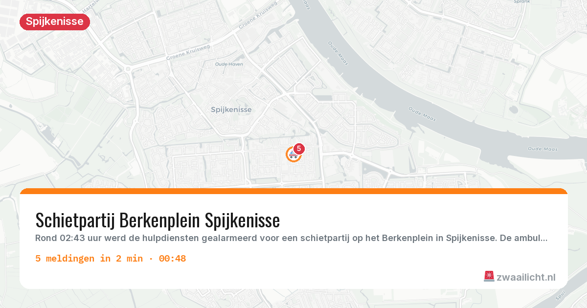 Kaart van de activiteitspiek bij Spijkenisse