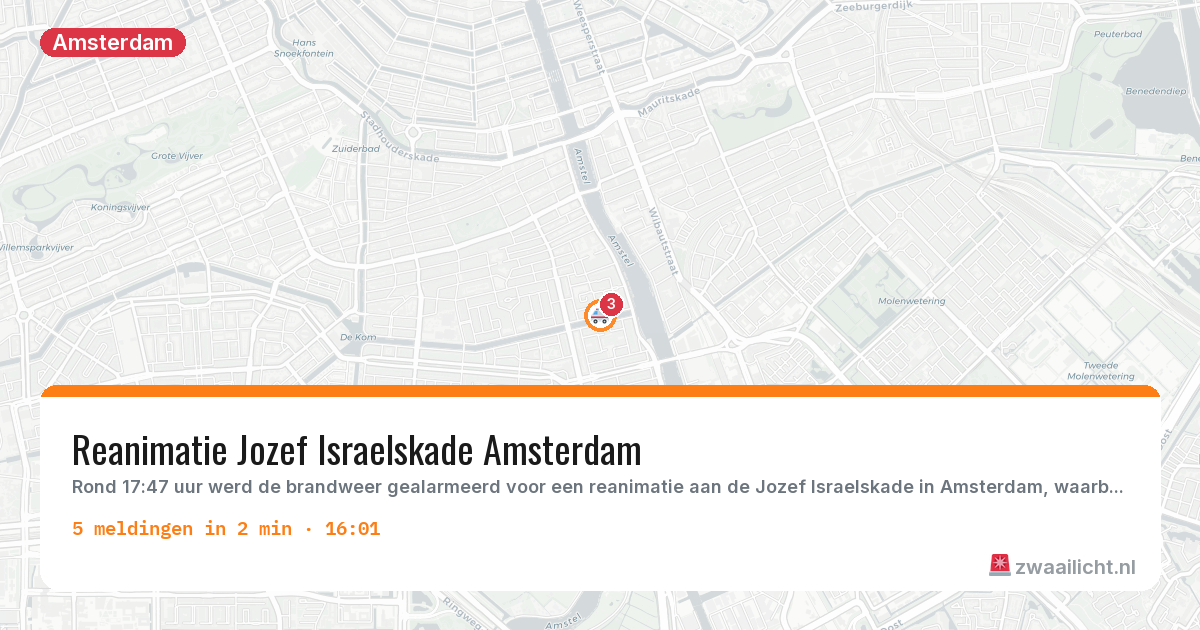 Kaart van de activiteitspiek bij Amsterdam