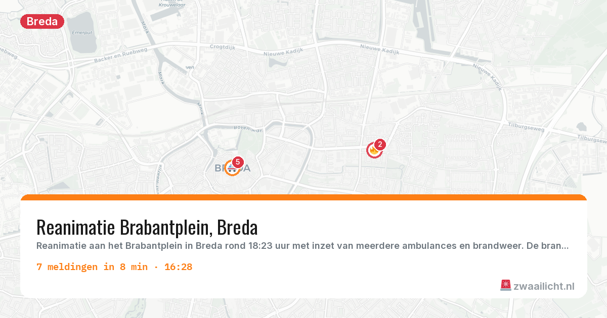 Kaart van de activiteitspiek bij Breda