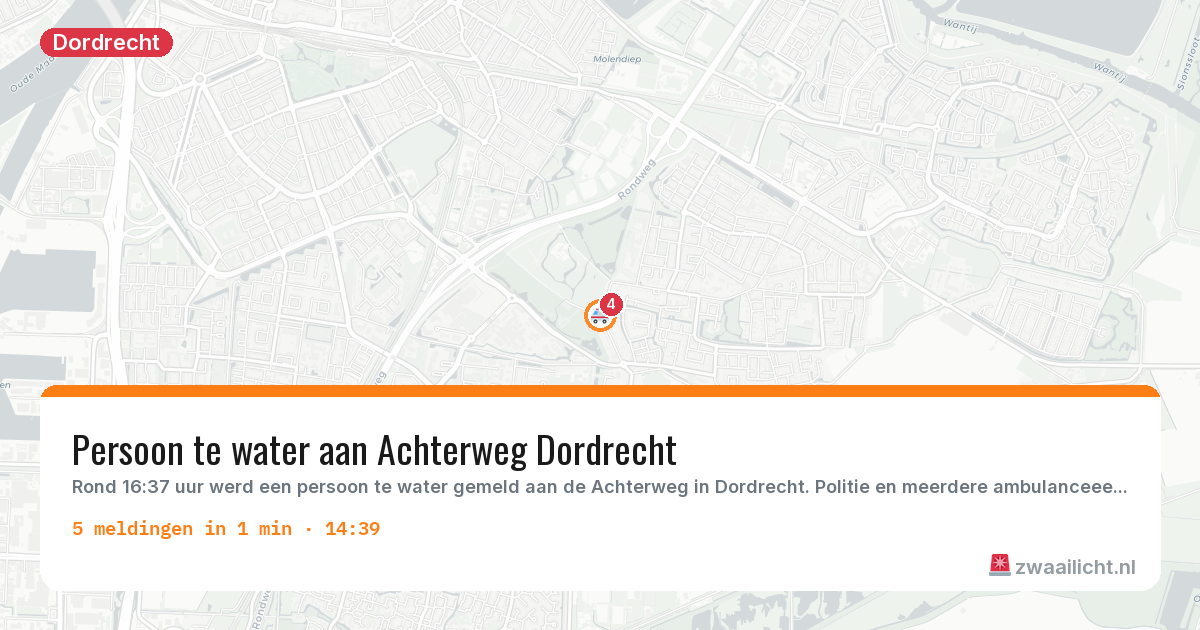 Kaart van de activiteitspiek bij Dordrecht