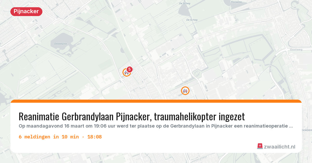 Kaart van de activiteitspiek bij Pijnacker