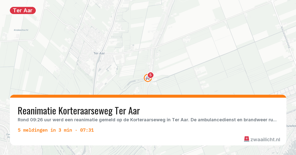 Kaart van de activiteitspiek bij Ter Aar