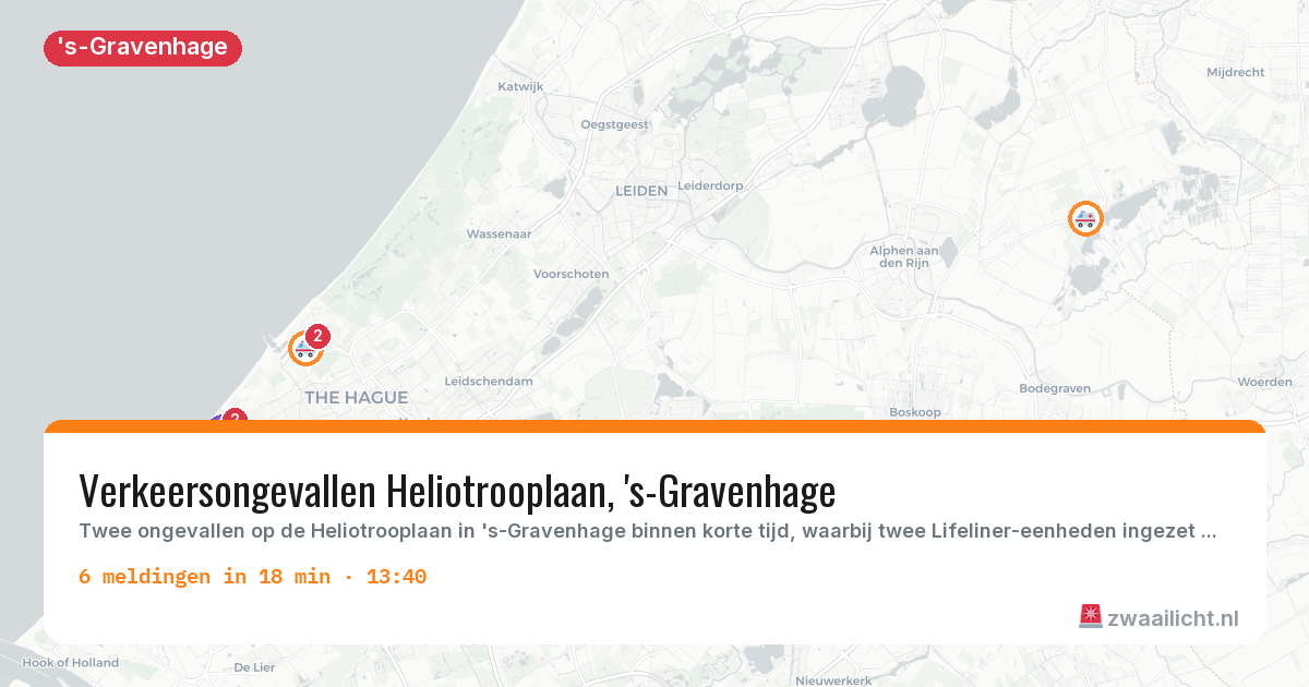 Kaart van de activiteitspiek bij 's-Gravenhage