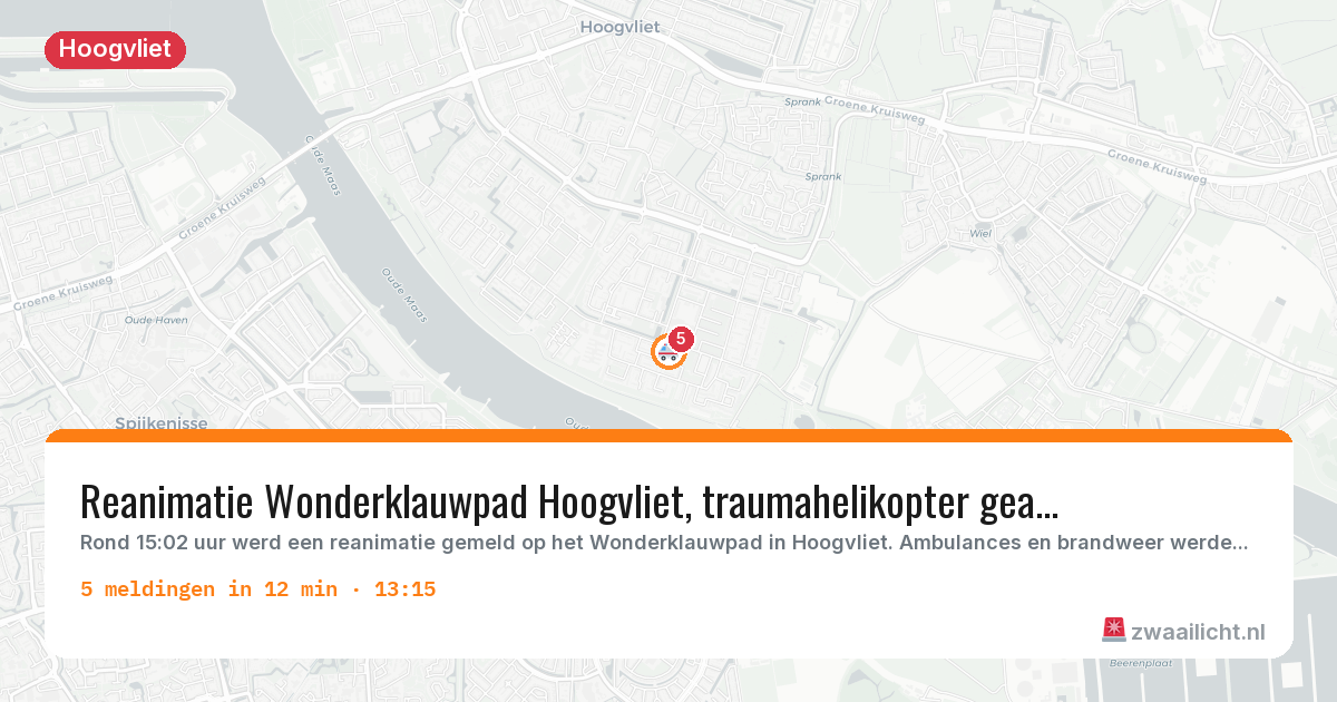 Kaart van de activiteitspiek bij Hoogvliet