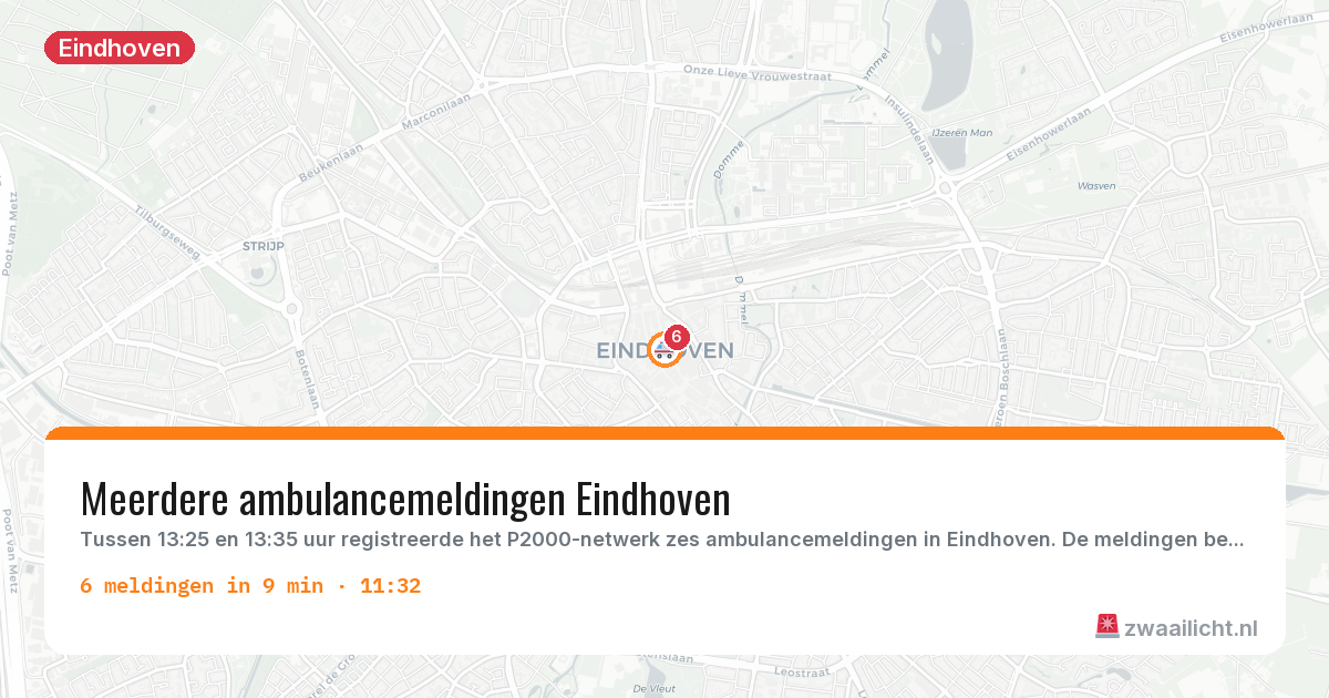 Kaart van de activiteitspiek bij Eindhoven