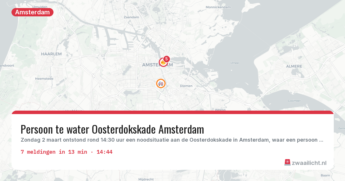 Kaart van de activiteitspiek bij Amsterdam