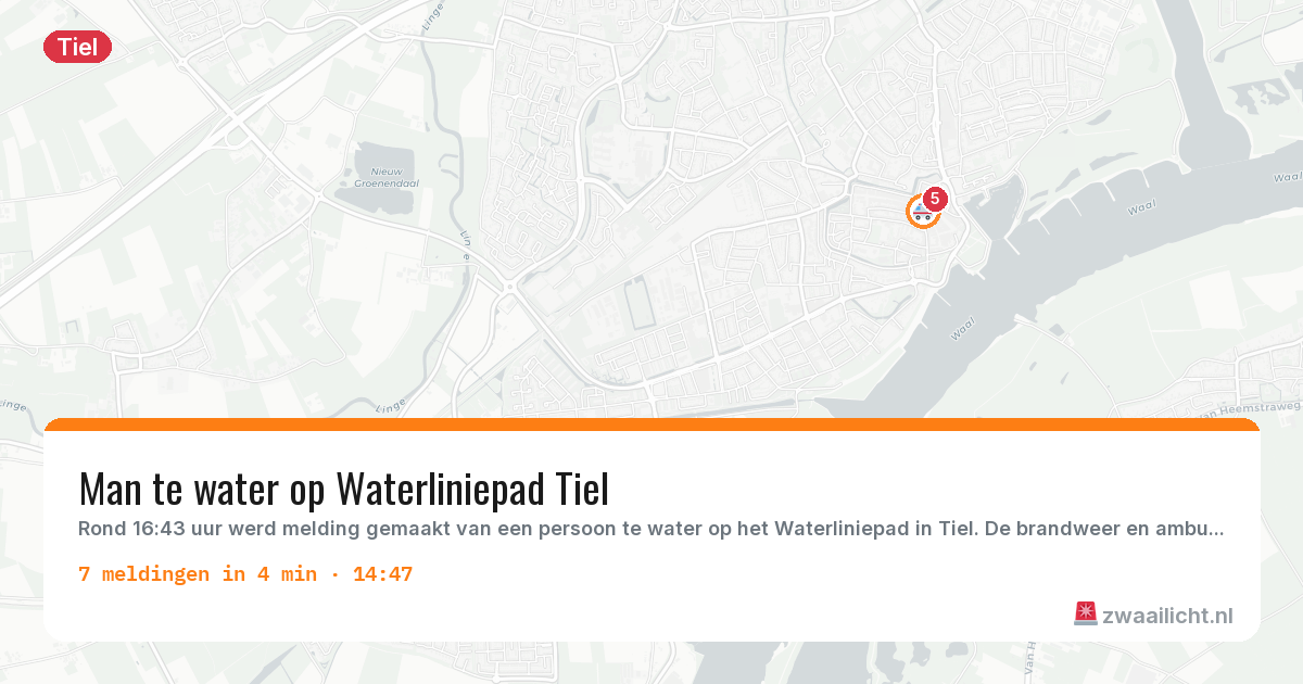 Kaart van de activiteitspiek bij Tiel