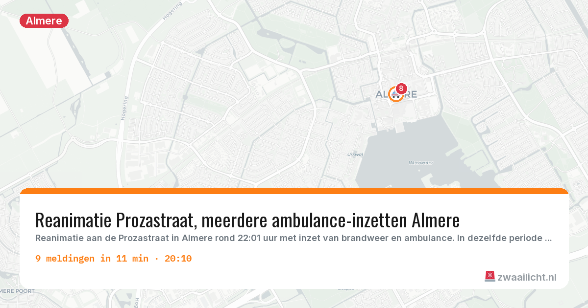 Kaart van de activiteitspiek bij Almere
