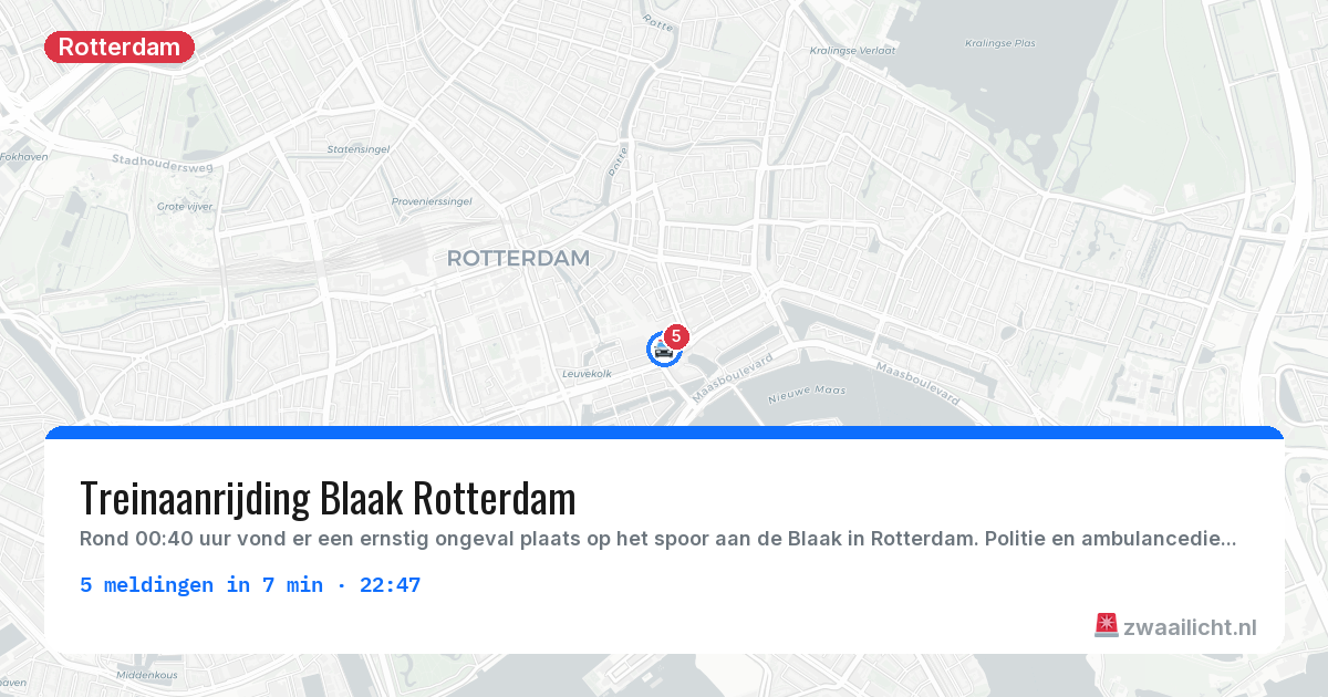 Kaart van de activiteitspiek bij Rotterdam