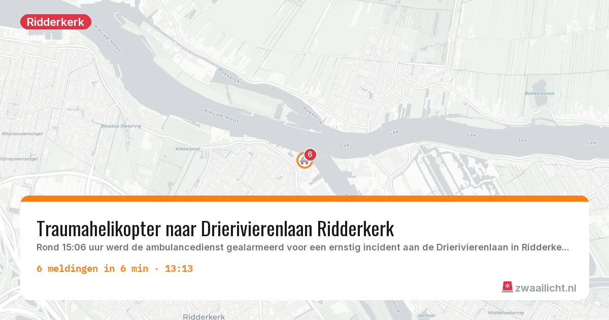 Kaart van de activiteitspiek bij Ridderkerk