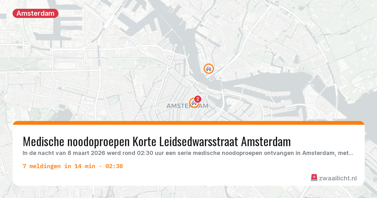 Kaart van de activiteitspiek bij Amsterdam