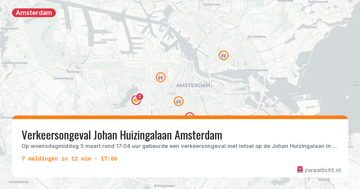 Kaart van de activiteitspiek bij Amsterdam