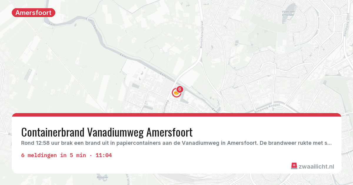 Kaart van de activiteitspiek bij Amersfoort